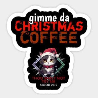 Funny Christmas Coffee Cat Sticker